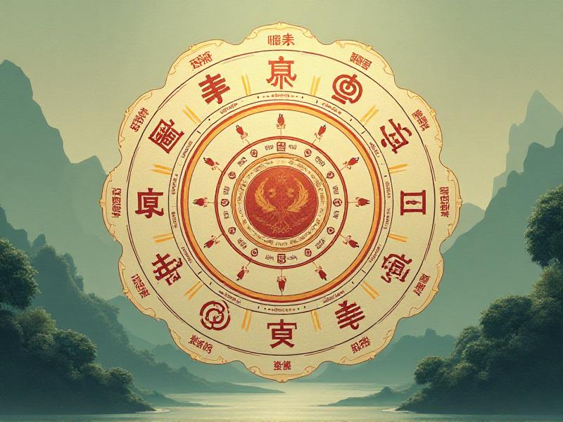 A detailed illustration of the Bagua map, showing a grid divided into nine sections, each labeled with a different aspect of life such as wealth, health, and relationships. The map is surrounded by traditional Chinese symbols and is set against a serene background with soft lighting and muted colors, evoking a sense of balance and harmony.