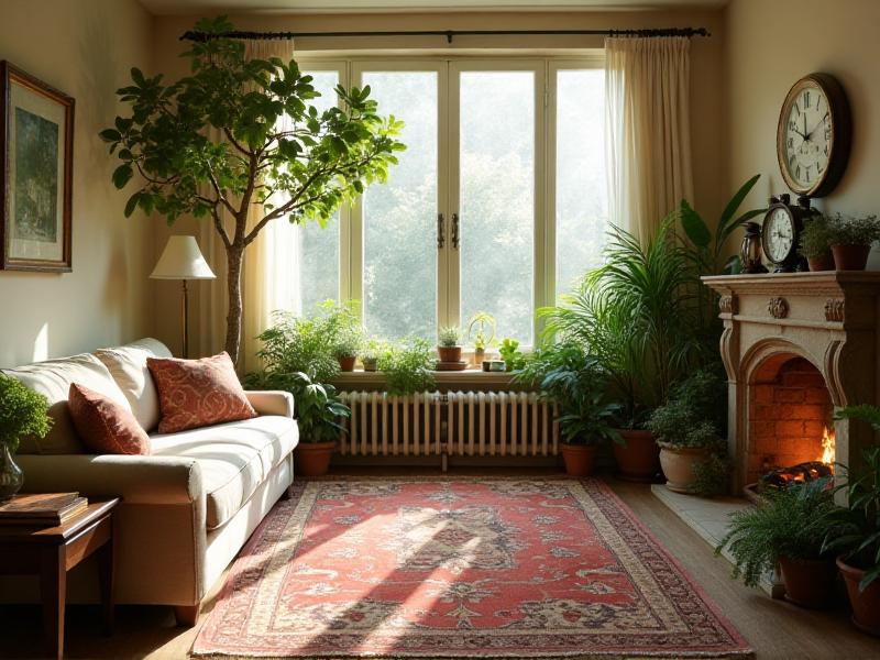 A small living room with a variety of indoor plants placed strategically around the space, creating a vibrant and energizing atmosphere.